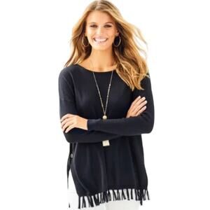 Lilly Pulitzer Ramona Black Fringe Sweater